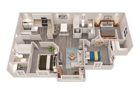 Floor plan for 3 beds, 2 baths, 1320 sqft
